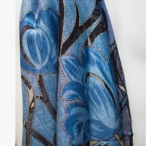 Elegant Blue and Silver Scarf